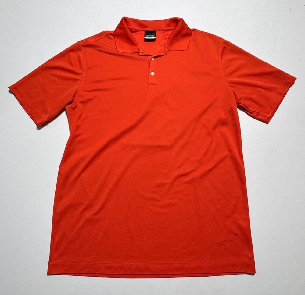 Nike Golf Dri-FIT Men's Moisture Wicking Pique Polo Shirt L Orange